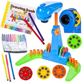 Projektor írásvetítő diaképekkel, rajzoláshoz, 30,5 x 19 cm, 32 sablonnal