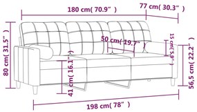 3 személyes bordó szövetkanapé díszpárnákkal 180 cm