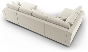 Bézs bársony kinyitható tárolóhelyes sarokkanapé (bal oldali-U alakú) Kyoto – Cosmopolitan Design