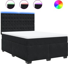 vidaXL fekete bársony rugós ágy matraccal 140x200 cm