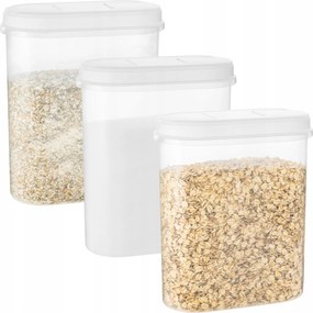 3X Tartály Adagoló Rendszerező Ömlesztett Termékek Liszt Cukor Élelmiszer 2,4L