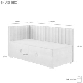 Rózsaszín sarok ágyneműtartós gyerekágy matraccal 90x200 cm Snugi – Ghado