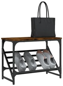 füstös tölgy színű szerelt fa cipőtartó 60x30x45 cm