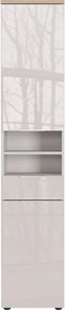Krémszínű fényes magas-keskeny fürdőszoba szekrény 39x190 cm Tavira – Germania