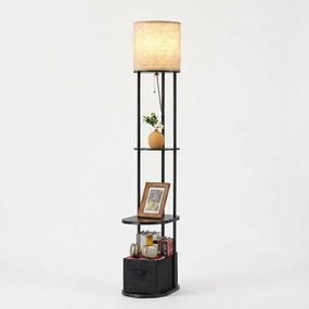 Állólámpa Polcokkal És Usb-vel 165CM