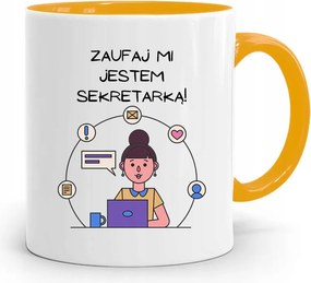 Sárga Bögre Ajándék Titkárnőnek Bízz Bennem fényképes nyomattal