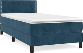 vidaXL sötétkék bársony rugós ágy matraccal 100 x 200 cm