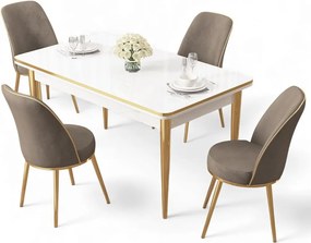 Rewa étkezőgarnitúra, fehér-arany, 110 cm – TR240CHR3040