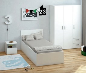 Ágy fém ráccsal és tárolóhellyel, 90x200, fehér, DOLI