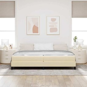 Boxrugós ágy matracmal Krém 200 x 200 cm szövet