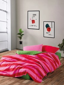 Cherie Ranforce dupla ágyneműhuzat garnitúra feszített lepedővel 160 × 200+30 cm, zöld