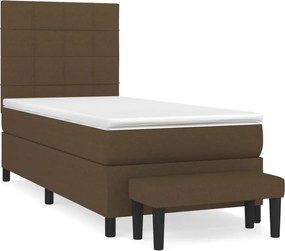 vidaXL sötétbarna szövet rugós ágy matraccal 90 x 200 cm