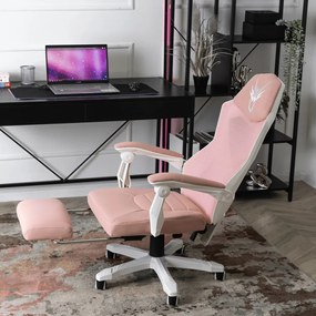 Gamer Forgószék Rózsaszín/Fehér Színben. Teherbírás: 150 kg. BING