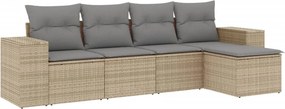 vidaXL 5 részes bézs polyrattan kerti ülőgarnitúra párnákkal