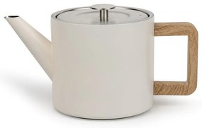 Elefántcsont színű rozsdamentes acél teáskanna szűrővel 1,1 l Duet Narvik – Bredemeijer