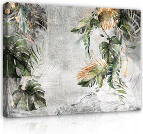 Vászonkép 80x60 Trópusi levelek beton arany monstera pálma botanika