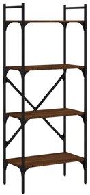 4 szintes barna tölgyszínű fa könyvespolc 56x31,5x138,5 cm