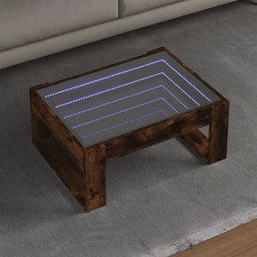Füstös tölgy végtelen hatású LED-es dohányzóasztal 70x53x30 cm