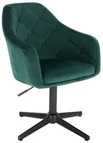 HR831CROSS Sötétzöld modern velúr szék fekete lábbal