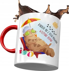 Piros Bögre Cicával Cica Cuki Ajándék Nyomtatott Fotóval