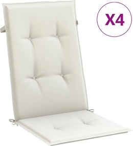 vidaXL 4 db krémszínű szövet magas háttámlájú székpárna 120x50x4 cm