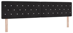 Boxspring Ágy Matraccal &amp; LED Fekete 200x200 cm Bársonyos