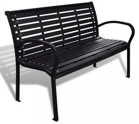 fekete acél és WPC kerti pad 125 cm