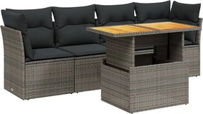 vidaXL 5 részes szürke polyrattan kerti ülőgarnitúra párnákkal