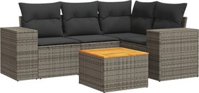 vidaXL 5 részes szürke polyrattan kerti ülőgarnitúra párnákkal