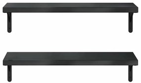2 db fekete rozsdamentes acél fali polc 75 x 23,5 cm