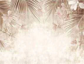 Fotótapéta Pálmalevelek Beton Bézs Boho Hálószoba Nappali Tapéta 250x175