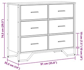 füstös tölgy színű szerelt fa komód 91 x 35,5 x 74,5 cm