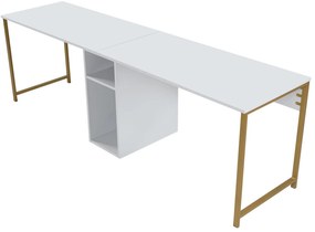 Íróasztal Twin Study Desk - Fehér, Arany