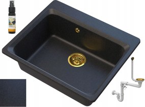 Fekete Gránit mosogató Arany Szemcsékkel