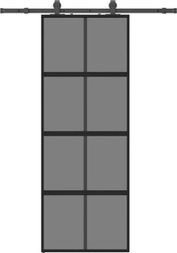 vidaXL fekete edzett üveg tolóajtó fémszerelék szettel 76x205 cm