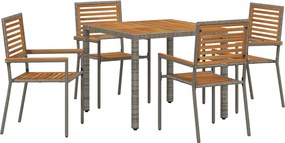 vidaXL Kert étkező szett 5 pcs Szürke és Barna polirattan