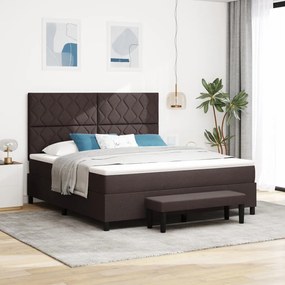 vidaXL Box Spring ágy matraccal és paddal sötétbarna 180x200 cm szövet