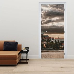 Fotótapéta ajtóra - Felhős Prága (95x205cm)