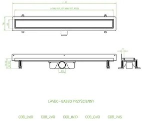 Laveo Basso, lineáris lefolyó ráccsal 70 cm, fekete, LAV-COB_771D