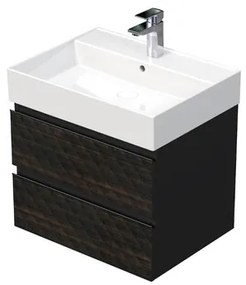 Fürdőszobaszekrény mosdóval SAT Cube Way 60x47,5x46 cm barna matt CUBE3D46602ZHSAT
