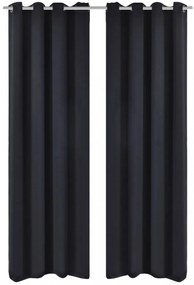 fekete sötétítőfüggöny fém fűzőlyukakkal 270 x 245 cm