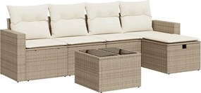vidaXL 6 részes bézs polyrattan kerti ülőgarnitúra párnával