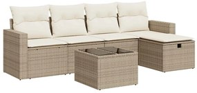 vidaXL 6 részes bézs polyrattan kerti ülőgarnitúra párnával