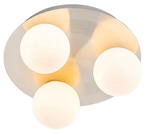 Modern fürdőszobai mennyezeti lámpa acél 3 fényű - Cederic