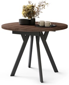 Mazzoni ALMO Barna tölgy/fekete lábak - BŐVÍTHETŐ KEREK ASZTAL Y ALAKÚ LÁBAKKAL LOFT/IPARI STÍLUSÚ NAPPALIBA/ÉTKEZŐBE