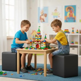 EMI kocka alakú fekete műbőr babzsákfotel