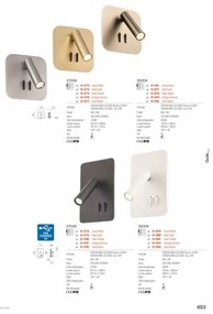 Redo 01-4473 - LED fali lámpatest QUDA LED/6W/230V+LED/3W CRI 90 USB bronz