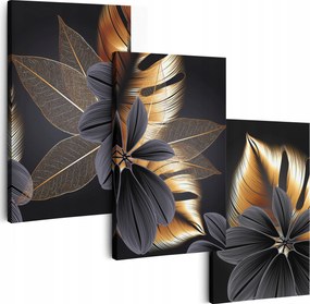 Vászonkép 180x70 cm Arany 3db Nappali falikép Triptyk