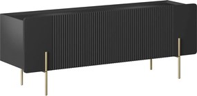 Malmi TV szekrény 150 cm - fekete matt / arany lábak