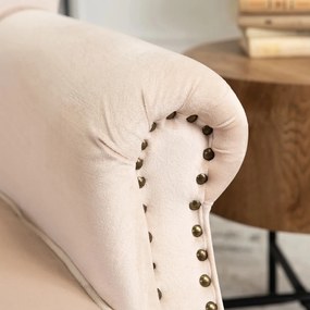 Chesterfield Fotel Bézs Bársony Kárpittal. MALLO